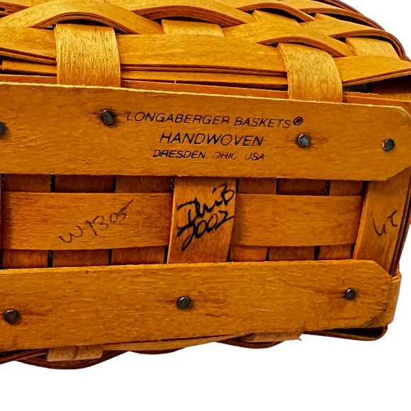 Longaberger Handwoven Basket With Handle & Fabric Liner Dresden Ohio USA Holiday - Picture 3 of 5